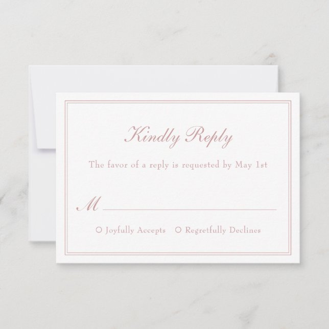 Modern Enkel Minimalistisk Elegant Bröllops-RSVP-K OSA Kort (Framsida)