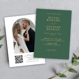Modern enkel, minimalistisk Elegant Grönt Bröllop Inbjudningar
