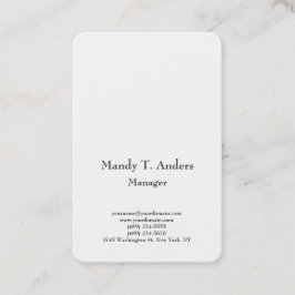 Modern enkel minimalistisk elegant vit visitkort