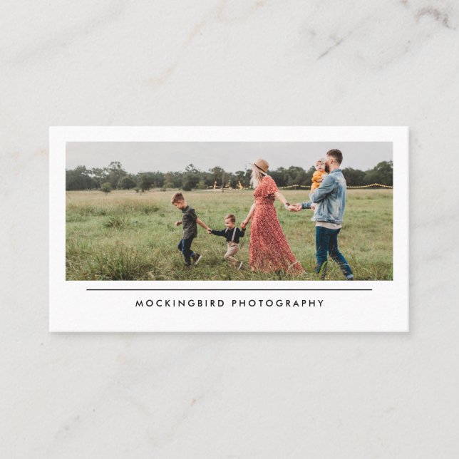 Modern Enkel Minimalistisk Familjefotografering Visitkort (Framsida)