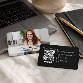 Modern Enkel Minimalistisk Foto Anslut QR-kod Visitkort