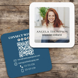 Modern Enkel Minimalistisk Foto QR-kod Anslut Fyrkantigt Visitkort