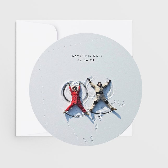 MoDeRN - enkel MINIMALISTISK FOTORund Bröllop Spara Datumet (Skapare uppladdad)