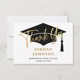 Modern enkel, minimalistisk Golden Black Studenten Tack Kort