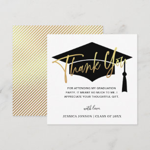 Modern enkel, minimalistisk Golden Black Studenten Tack Kort