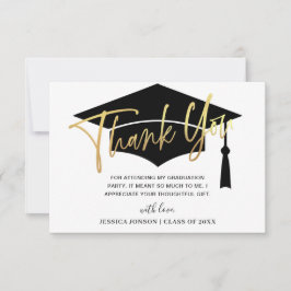 Modern enkel, minimalistisk Golden Black Studenten Tack Kort