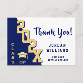 Modern enkel, minimalistisk Golden Blue Studenten Tack Kort