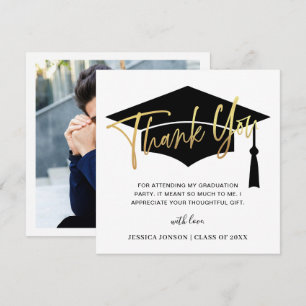 Modern enkel, minimalistisk Golden PHOTO Studenten Tack Kort
