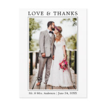 Modern Enkel Minimalistisk Kärlek Tack Foto Bröllo