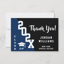 Modern enkel minimalistisk marin blå Studenten Tack Kort
