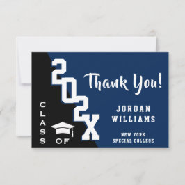 Modern enkel minimalistisk marin blå Studenten Tack Kort