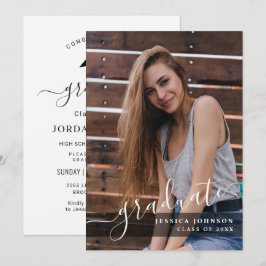 Modern enkel, minimalistisk PHOTO-Studentfest Inbjudningar