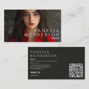 Modern enkel, minimalistisk, professionell fotoQR- Visitkort