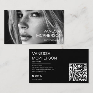 Modern enkel, minimalistisk, professionell fotoQR- Visitkort