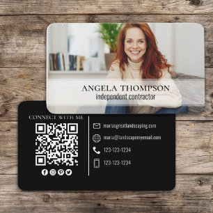 Modern enkel, minimalistisk QR-kod för foto Connec Visitkort