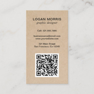 Modern enkel, minimalistisk QR-kod Kraft Visitkort