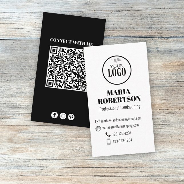 Modern enkel, minimalistisk QR-kod Social-media Visitkort (Skapare uppladdad)