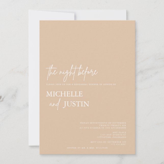 Modern enkel, minimalistisk repetitionsmiddag Invi Inbjudningar (Framsida)