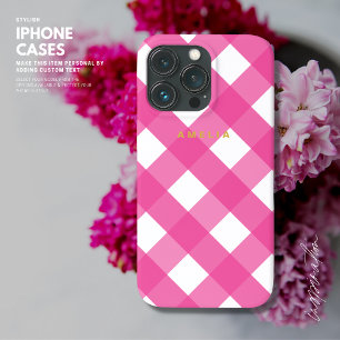 Modern enkel, minimalistisk Rosa Gingham-kontroll