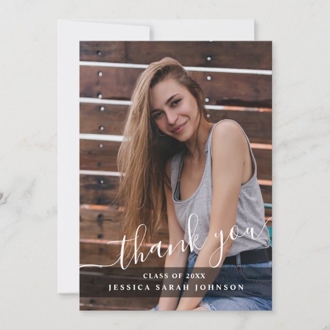 Modern enkel, minimalistisk Studenten-FOTO Tack Kort (Framsida)