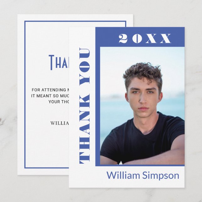 Modern enkel, minimalistisk Studenten-FOTO Tack Y (Fram/baksida)