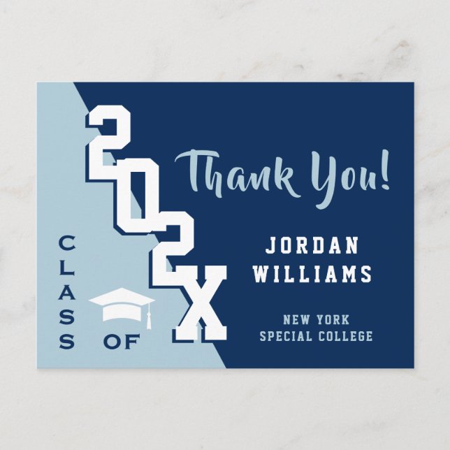 Modern enkel, minimalistisk Studenten Tack Vykort (Framsida)