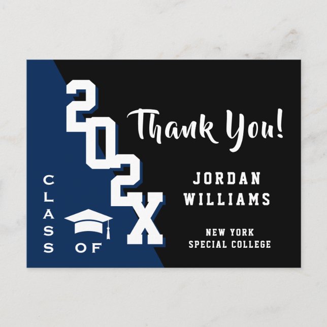 Modern enkel, minimalistisk Studenten Tack Vykort (Framsida)