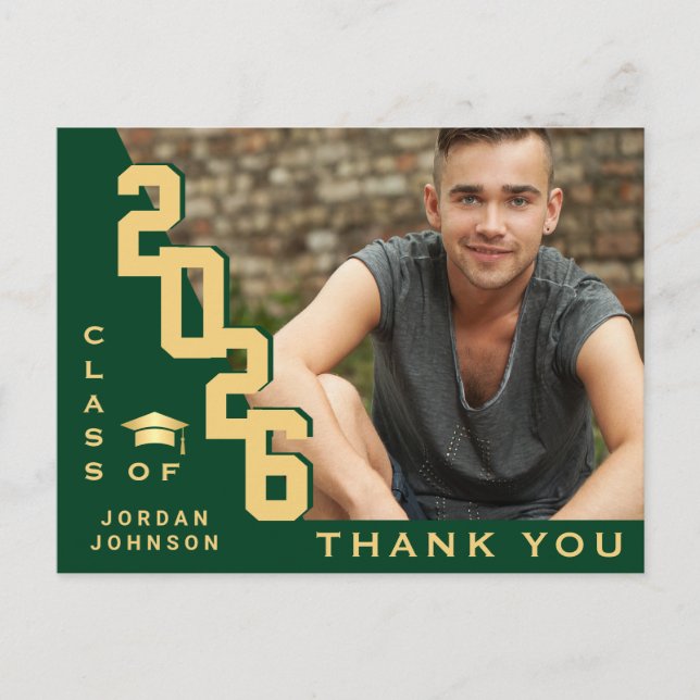 Modern enkel, minimalistisk Studenten Tack Vykort (Framsida)