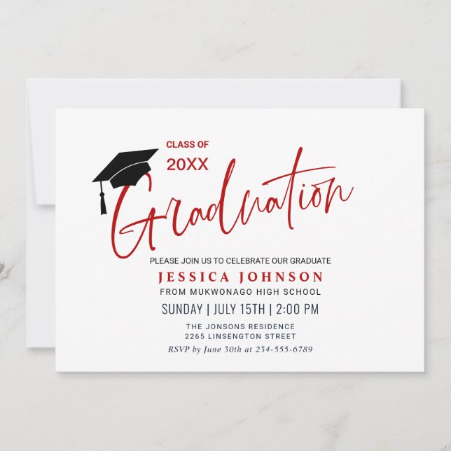 Modern enkel, minimalistisk Studentfest Inbjudningar (Framsida)