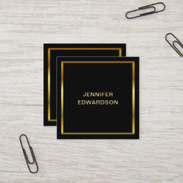 Modern enkel, minimalistisk svart guld-professione fyrkantigt visitkort