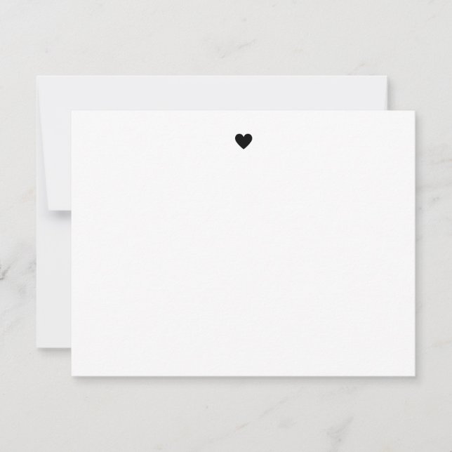 Modern, enkel minimalistisk svarthjärtstationermod anteckningskort (Framsida)