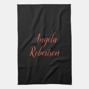 Modern enkel, minimalistisk tillsats till namn kökshandduk