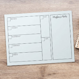 Modern Enkel Minimalistisk Veckoplaneringskalender Anteckningsblock