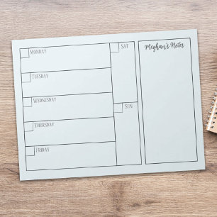 Modern Enkel Minimalistisk Veckoplaneringskalender Anteckningsblock