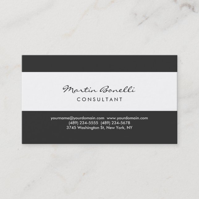 Modern enkel minimalistisk vit Grått-Affärskort Visitkort (Framsida)