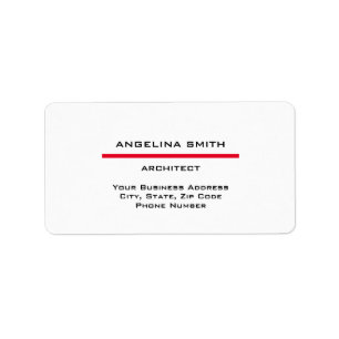 Modern enkel, minimalistisk vit röd Professionell Adressetikett