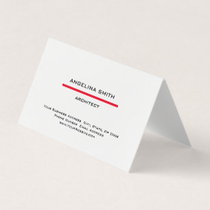 Modern enkel, minimalistisk vit röd Professionell Visitkort