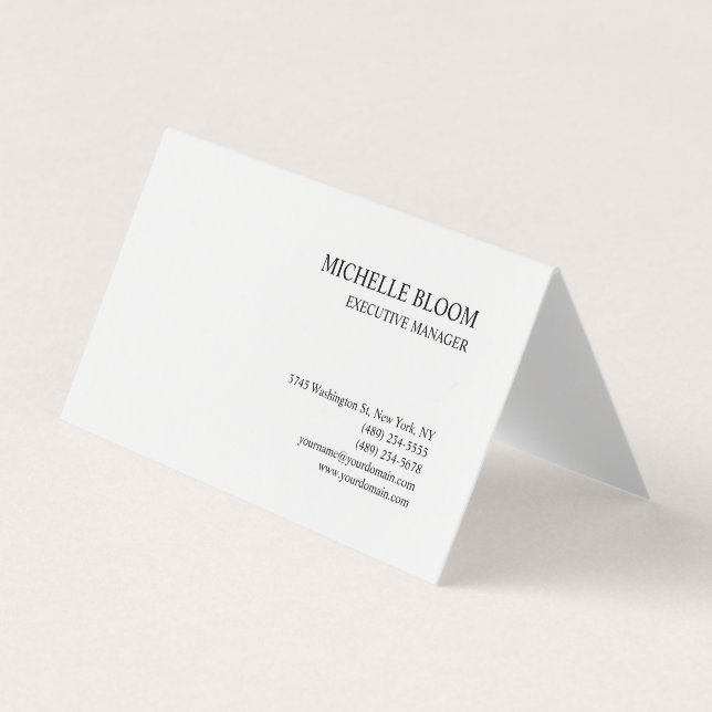 Modern Enkel Minimalistisk Vit Visitkort (Framsida)