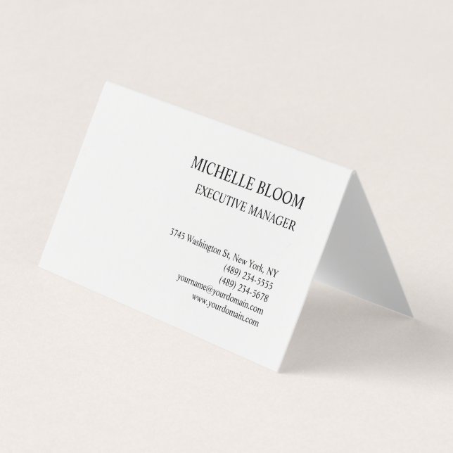 Modern Enkel Minimalistisk Vit Visitkort (Framsida)