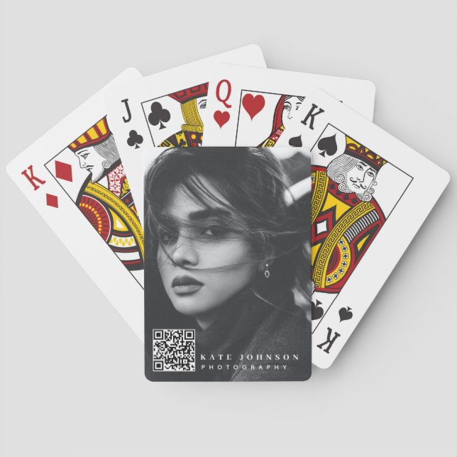 Modern, enkel, minimalt foto QR-kodfoto Casinokort (Baksidan)