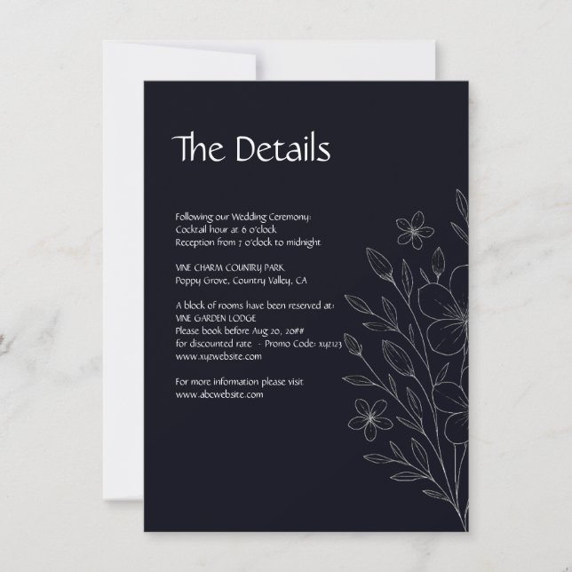 Modern enkel minsta svartvit blommigt vind spara datumet (Framsida)