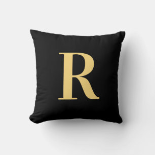 Modern enkel Monogram Black Guld Kudde