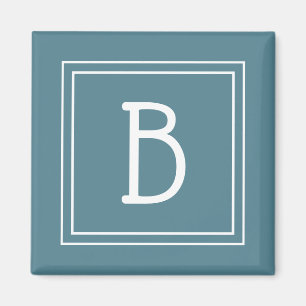 Modern Enkel Monogram Bokstavsinitial Turkos Magnet