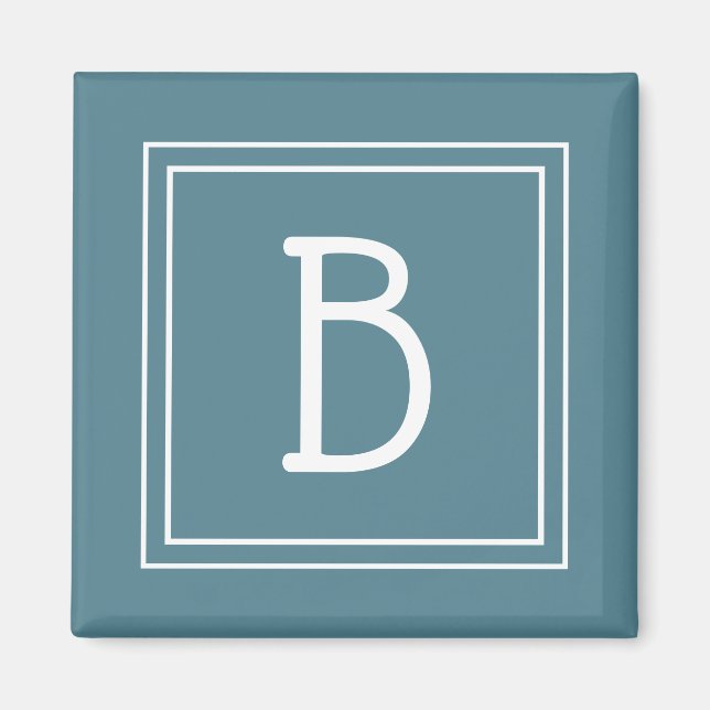 Modern Enkel Monogram Bokstavsinitial Turkos Magnet (Framsidan)