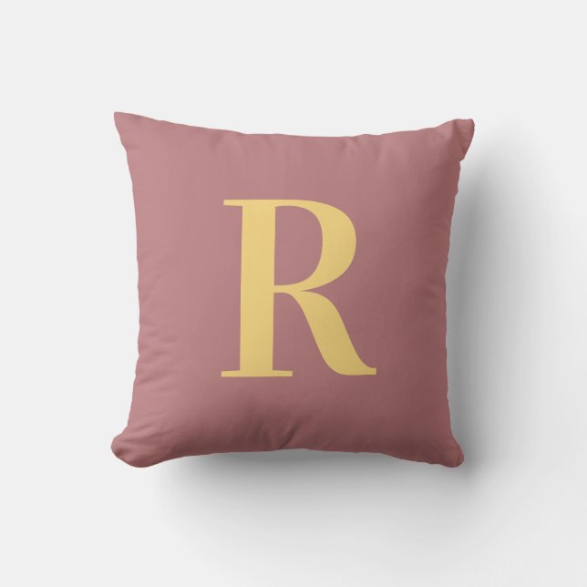 Modern enkel Monogram Dusty-Rosa Kudde (Framsida)