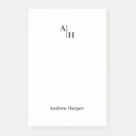 Modern enkel monogram - första Anteckningsblocket Post-it Block