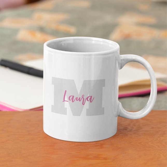 Modern enkel Monogram Namn-Anpassningsbar Kaffemugg (Modern monogram simple custom coffee mug.)