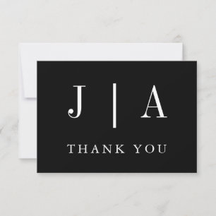 Modern enkel monogram par svarta och vita Namn Tack Kort