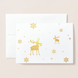 Modern enkel Moose Snöflingor Foil Greeting Card Folierat Kort