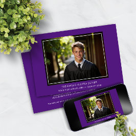 Modern enkel Mörk Lila Photo Studenten Inbjudningar